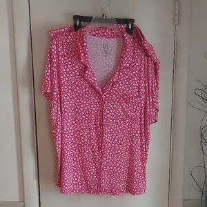 Gap Pink Floral Pajama Set Top And Shorts Sz XL